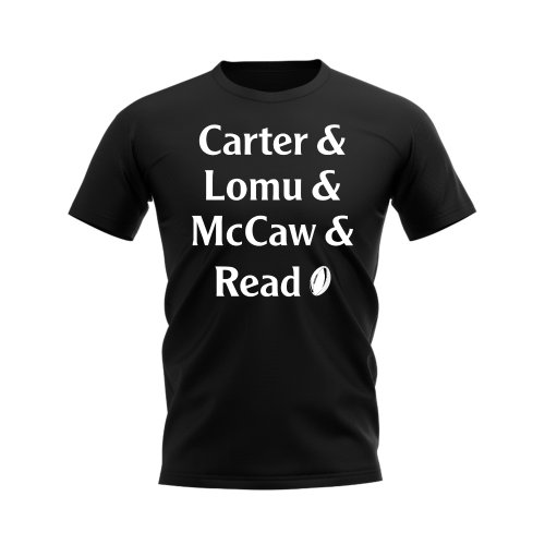 Carter, Lomu, McCaw, Read All Blacks Rugby T-Shirt (Black)