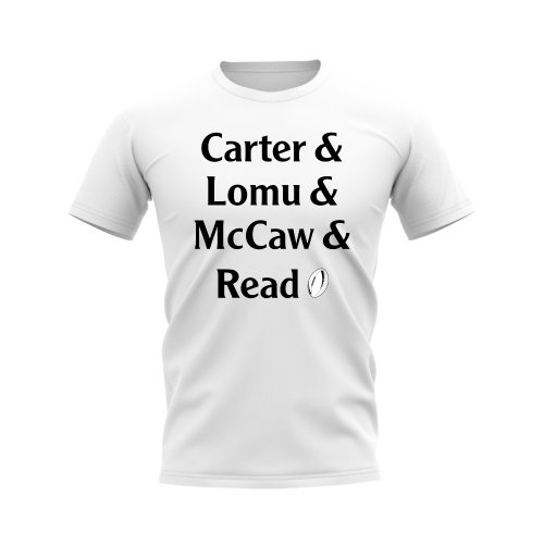 Carter, Lomu, McCaw, Read All Blacks Rugby T-Shirt (White)