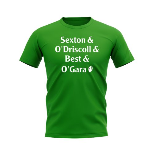 Sexton, O\'Driscoll, Best, O\'Gara Ireland Rugby T-Shirt (Green)