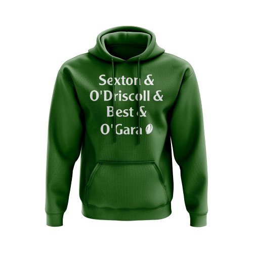 Sexton, O\'Driscoll, Best, O\'Gara Ireland Rugby Hoody (Green)