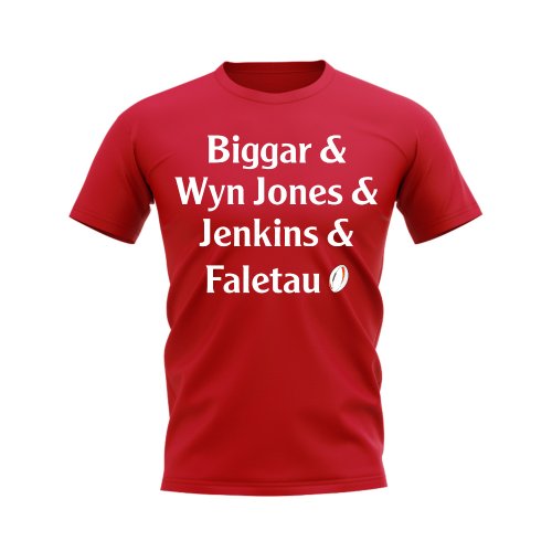 Biggar, Wyn Jones, Jenkins, Faletau Wales Rugby T-Shirt (Red)