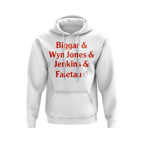 Biggar, Wyn Jones, Jenkins, Faletau Wales Rugby Hoody (White)