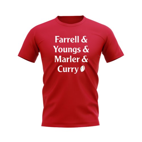 Farrell, Youngs, Marler, Curry England Rugby T-shirt (Red)