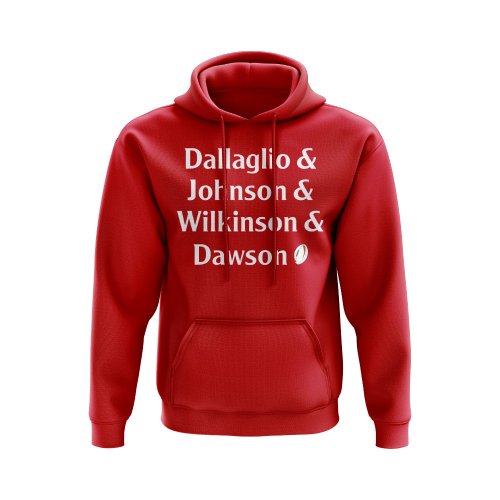 Dallaglio, Johnson, Wilkinson, Dawson England Rugby Hoody (Red)