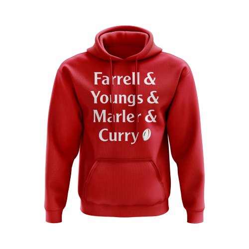 Farrell, Youngs, Marler, Curry England Rugby Hoody (Red)