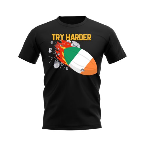 Ireland Try Harder Rugby T-Shirt (Black)