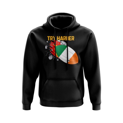 Ireland Try Harder Rugby Hoody (Black)