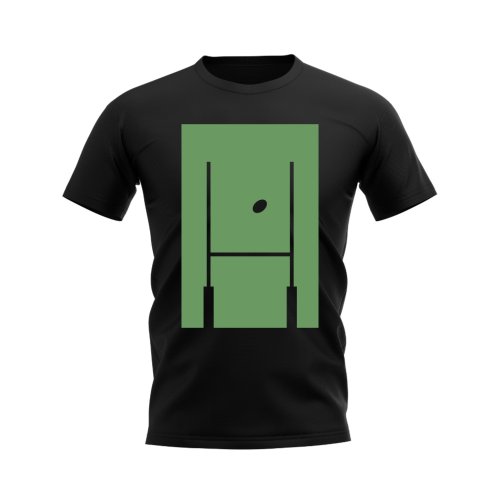 Between The Posts Green Logo Rugby T-Shirt (Black)