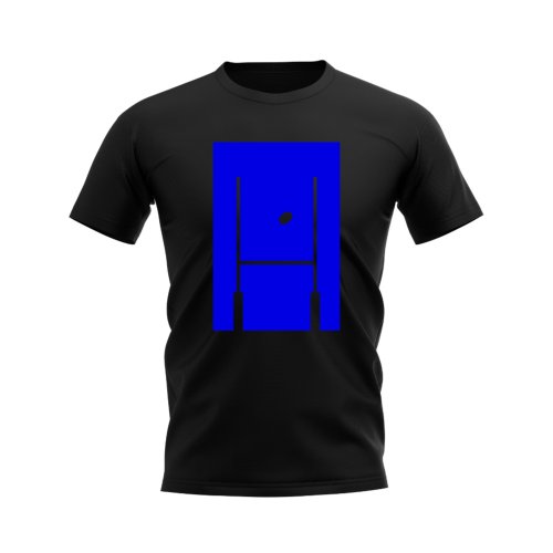 Between The Posts Blue Logo Rugby T-Shirt (Black)