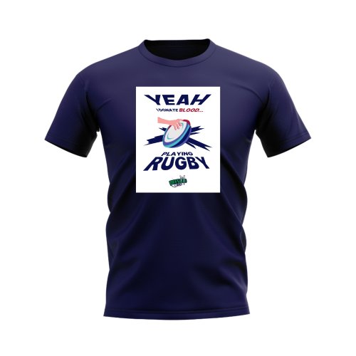 I Donate Blood Rugby T-Shirt (Navy/White)