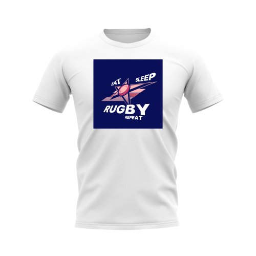 Eat, Sleep, Rugby Repeat T-Shirt - Version 2 (White/Navy)