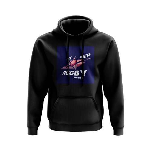 Eat, Sleep, Rugby Repeat Hoody - Version 2 (Black/Navy)