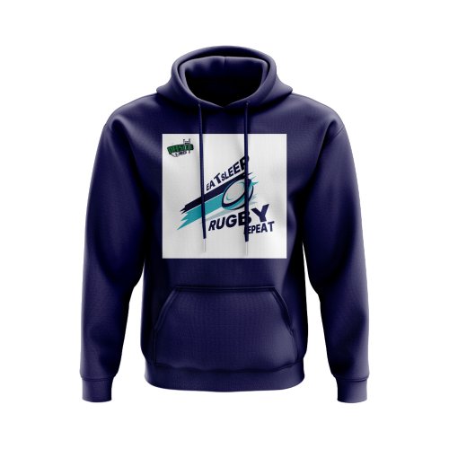 Eat, Sleep, Rugby Repeat Hoody - Version 4 (Navy/White)