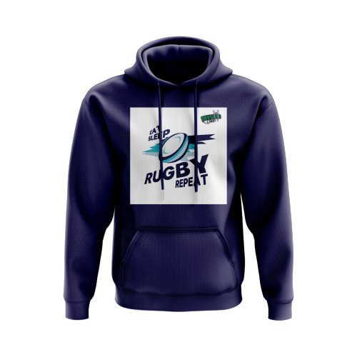 Eat, Sleep, Rugby Repeat Hoody - Version 5 (Navy/White)