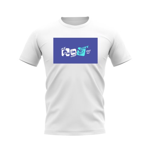 Eat, Sleep, Rugby Repeat T-Shirt - Version 10 (White/Blue)