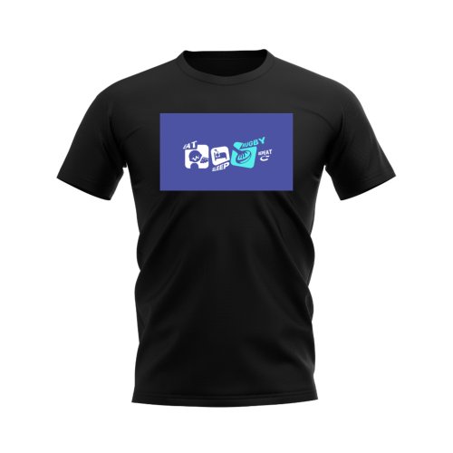 Eat, Sleep, Rugby Repeat T-Shirt - Version 10 (Black/Blue)