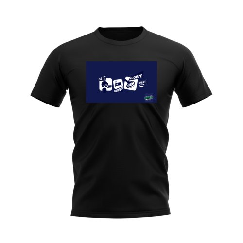 Eat, Sleep, Rugby Repeat T-Shirt - Version 11 (Black/Navy)