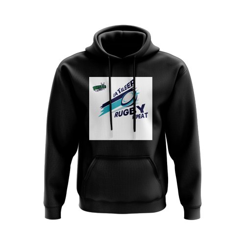 Eat, Sleep, Rugby Repeat Hoody - Version 7 (Black/White)