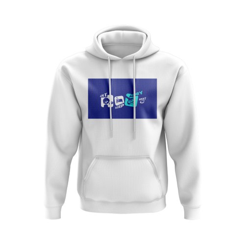 Eat, Sleep, Rugby Repeat Hoody - Version 10 (White/Blue)