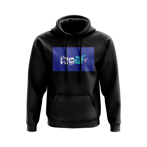 Eat, Sleep, Rugby Repeat Hoody - Version 10 (Black/Blue)