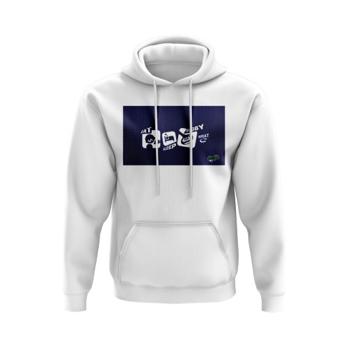 Eat, Sleep, Rugby Repeat Hoody - Version 11 (White/Navy)