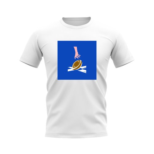 Scotland Rugby Try T-Shirt - Version 2 (White/Blue)