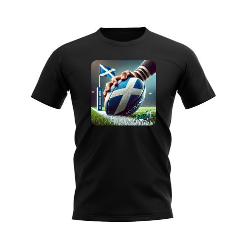 Scotland Rugby Try T-Shirt - Version 3 (Black)