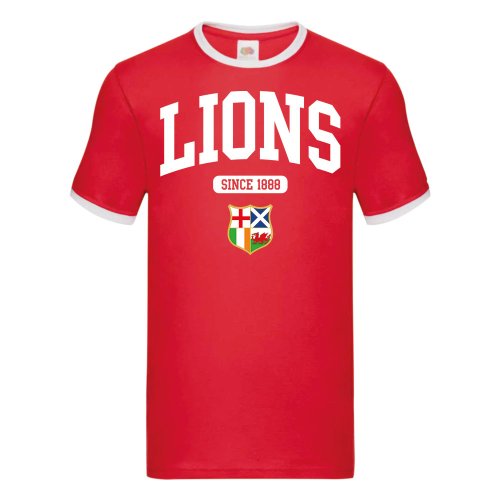 British and Irish Lions Established Ringer T-Shirt (Red)