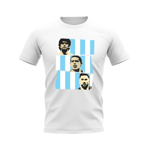 Maradona Riquelme Messi Argentina Trio T-Shirt (White)