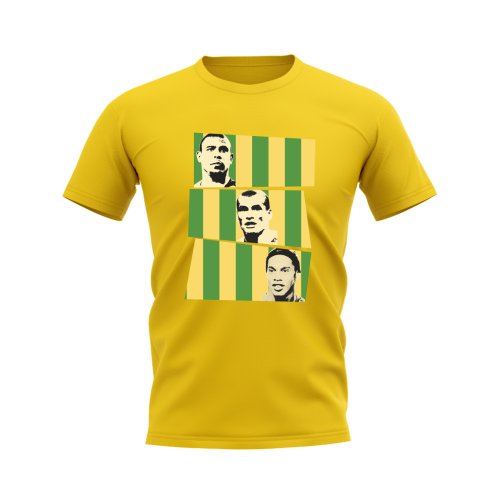 Ronaldo Rivaldo Ronaldinho Brazil Trio T-Shirt (Yellow)
