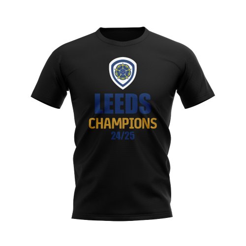 Leeds United 2024-25 Champions T-Shirt (Black)