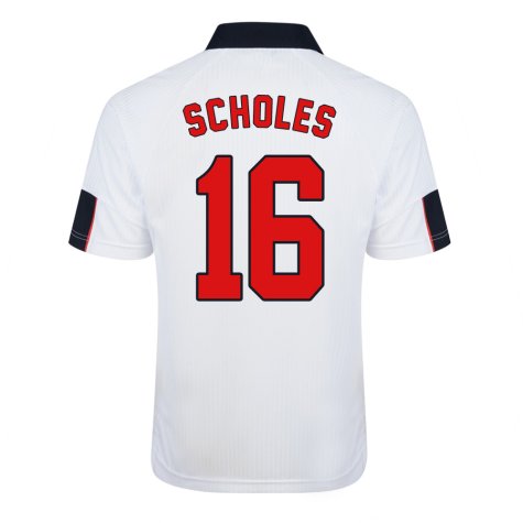 Score Draw England World Cup 1998 Home Shirt (Scholes 16)