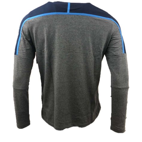 2018-2019 Scotland Macron Rugby Long Sleeve Travel Polycotton T-Shirt (Charcoal)