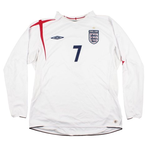 England 2005-07 Long Sleeve Home Shirt (XL) #7 (Very Good)