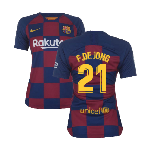 2019-2020 Barcelona Home Nike Ladies Shirt (F.De Jong 21)