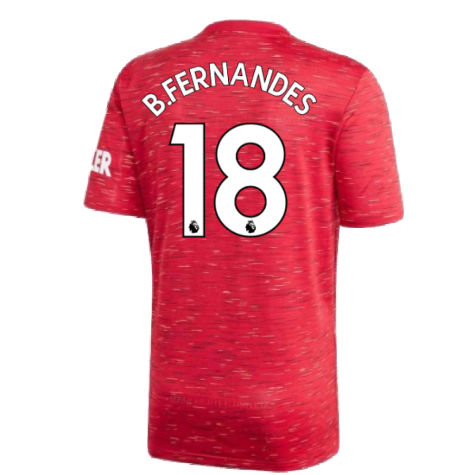 2020-2021 Man Utd Adidas Home Football Shirt (B.FERNANDES 18)