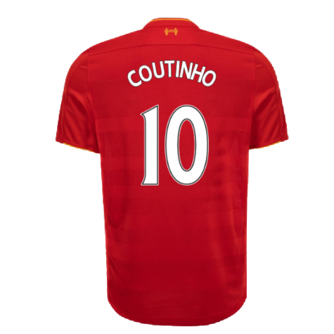 Liverpool 2016-17 Home Football Shirt (Excellent) (Coutinho 10)