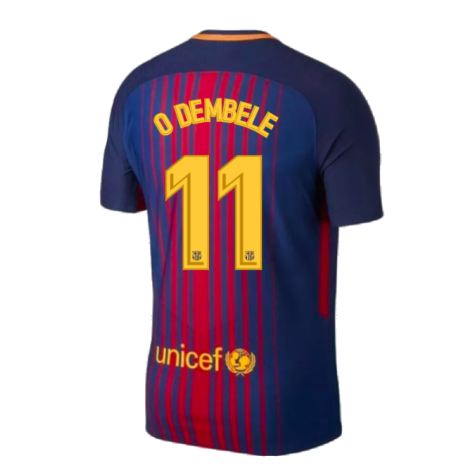 2017-2018 Barcelona Home Match Vapor Shirt (O Dembele 11)