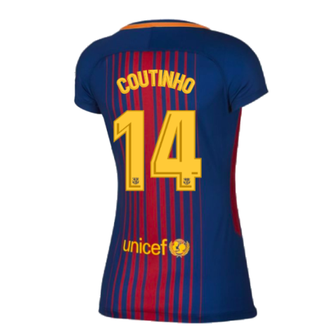 2017-2018 Barcelona Home Shirt (Womens) (Coutinho 14)