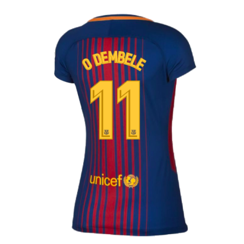 2017-2018 Barcelona Home Shirt (Womens) (O Dembele 11)