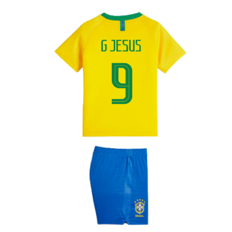 2018-2019 Brazil Little Boys Home Kit (G Jesus 9)