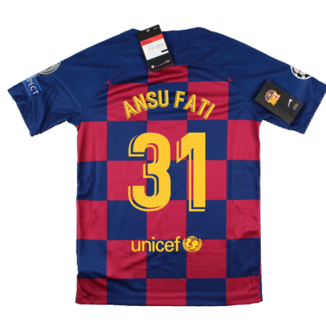 2019-2020 Barcelona CL Home Shirt (Kids) (Ansu Fati 31)