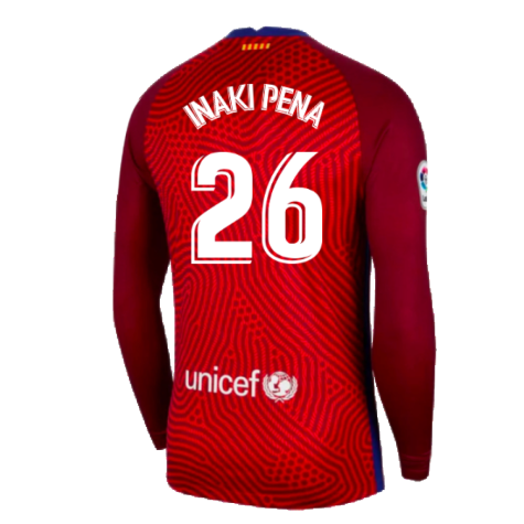 2020-2021 Barcelona Away Goalkeeper Shirt (Red) - Kids (Inaki Pena 26)