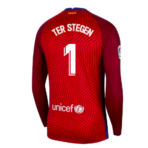 2020-2021 Barcelona Away Goalkeeper Shirt (Red) - Kids (Ter Stegen 1)