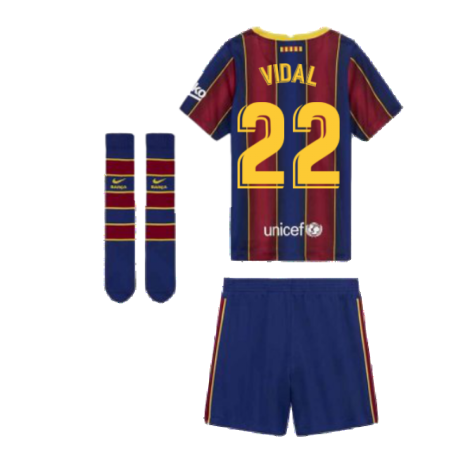 2020-2021 Barcelona Home Nike Little Boys Mini Kit (VIDAL 22)