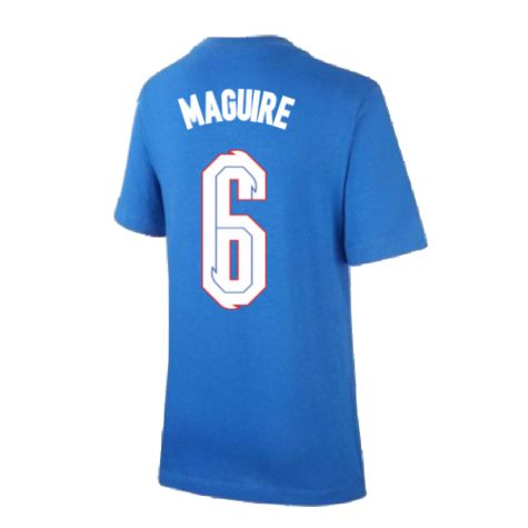 2020-2021 England Nike Evergreen Crest Tee (Blue) - Kids (Maguire 6)