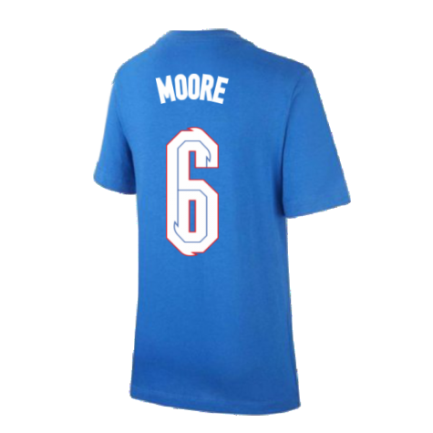 2020-2021 England Nike Evergreen Crest Tee (Blue) - Kids (MOORE 6)