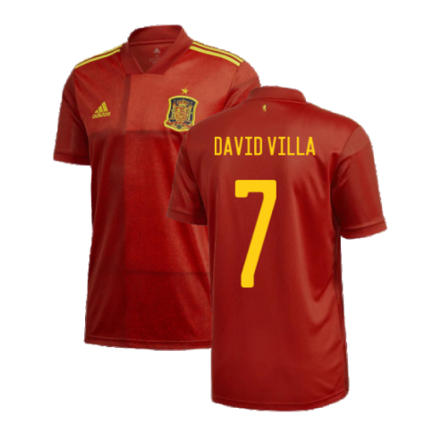 2020-2021 Spain Home Adidas Football Shirt (DAVID VILLA 7)