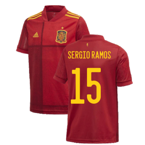 2020-2021 Spain Home Adidas Football Shirt (Kids) (SERGIO RAMOS 15)