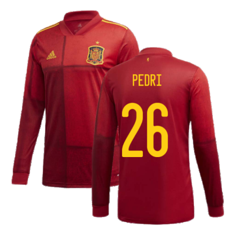 2020-2021 Spain Home Adidas Long Sleeve Shirt (PEDRI 26)